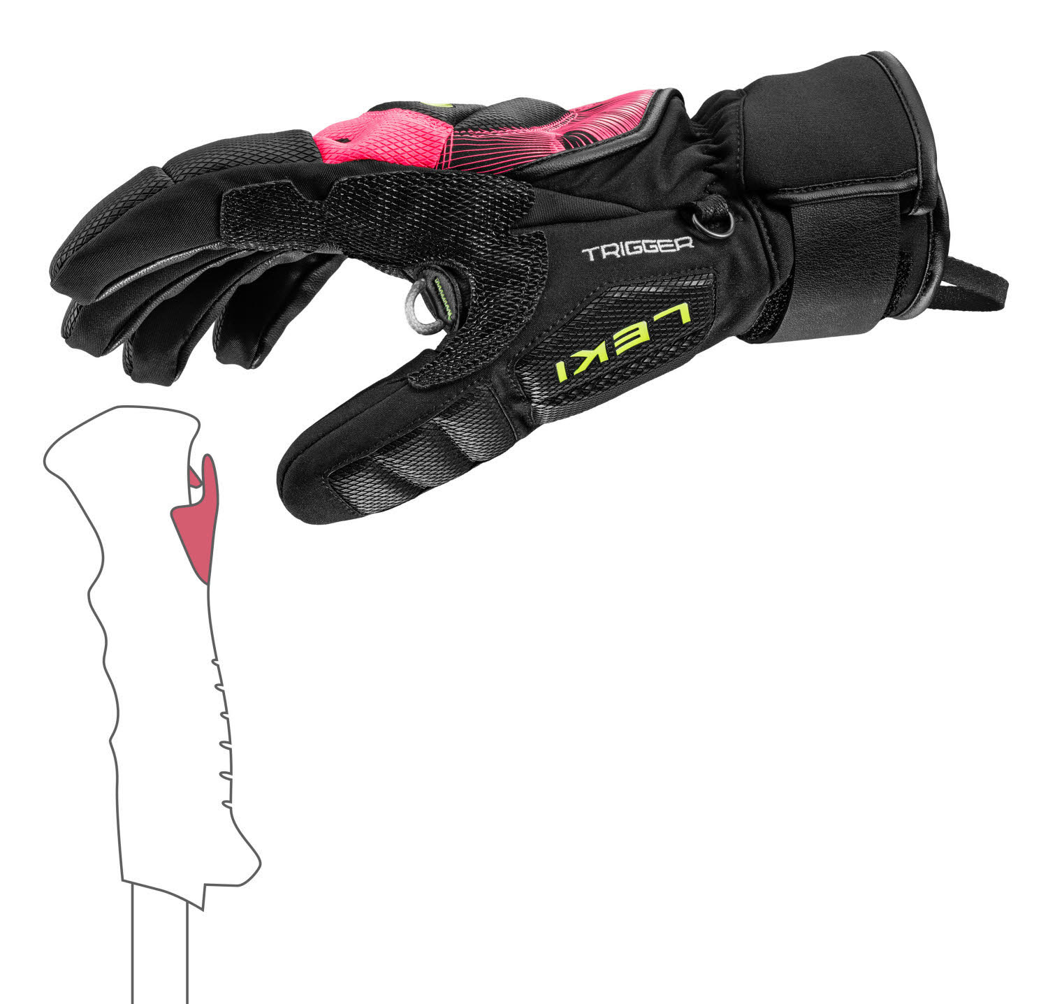Leki WCR Core TR Unisex Skihandschuhe Fingerlinge schwarz/pink