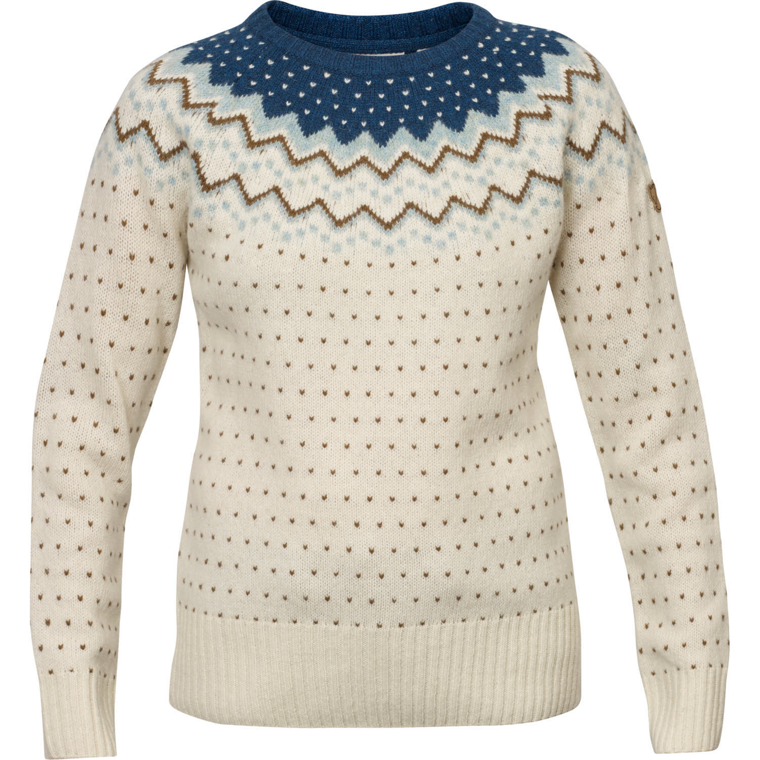 Fjällräven Övik Knit Sweater Pullover aus Wolle PFC-frei Damen Beige/ Blau