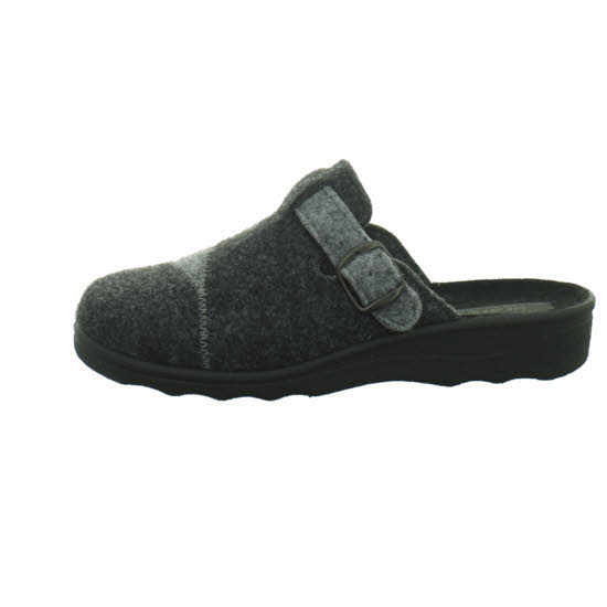 Longo Hausschuh Damen geschlossen Filz Riemen bequem schwarz NEU