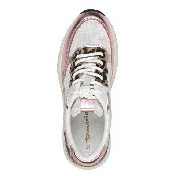 Tamaris Damen Sneaker leopard pink weiß