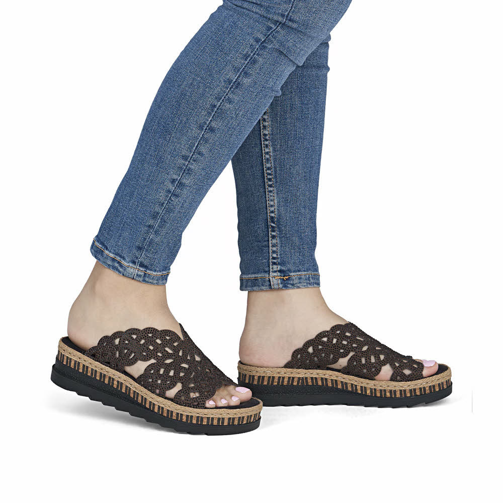 Rieker FSK Damen Pantoletten Sandalen braun