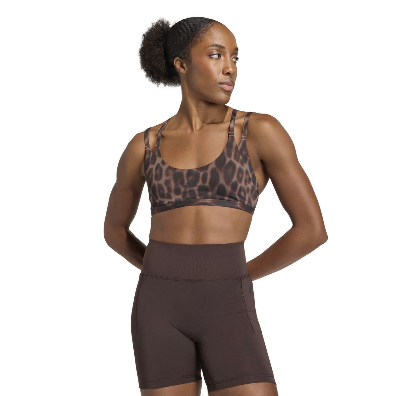adidas Optime Leopard Träger-BH Damen Sport-BH Sports-Bra braun