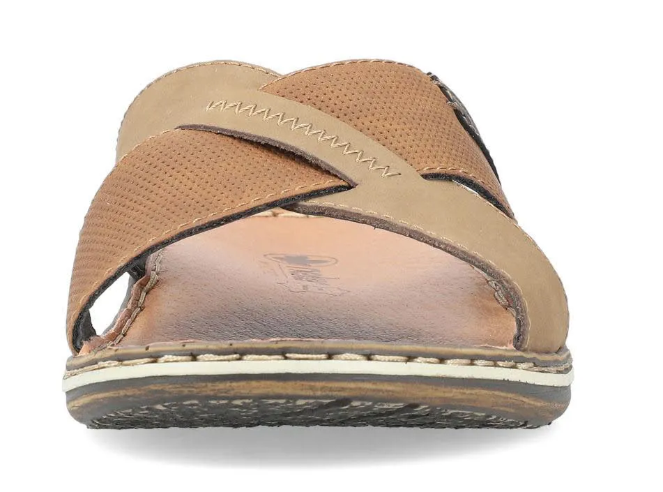 Rieker FSK Herren Sandalen Pantoletten terra/nuss/moro