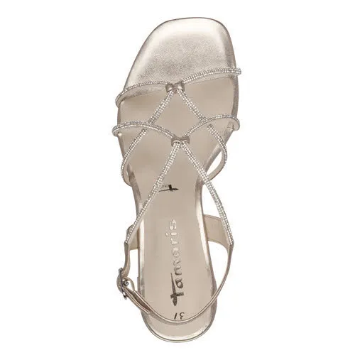 Tamaris Damen Sandalette Absatzsandale Light Gold