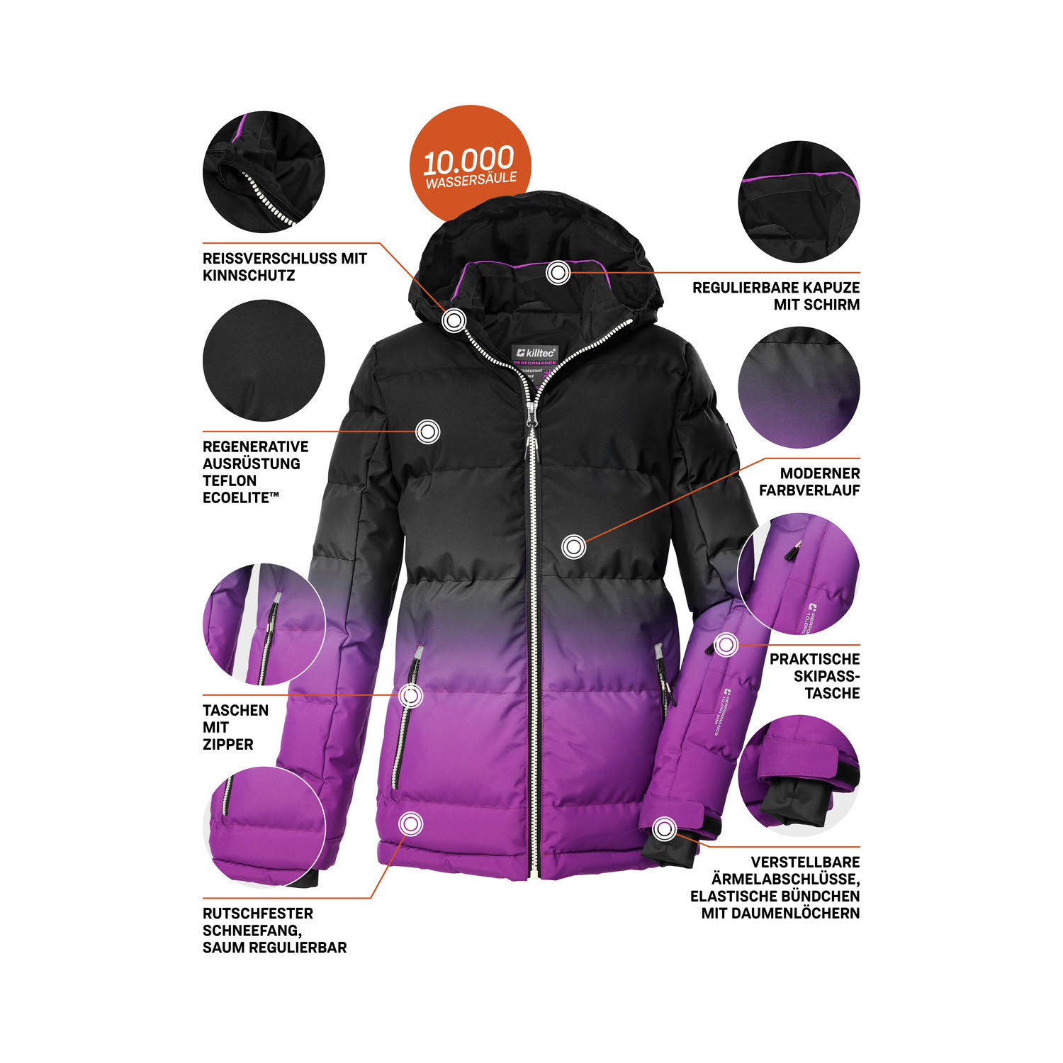 Killtec KSW 330 GRLS SKI QLTD JCKT Mädchen Skijacke Winterjacke orchidee