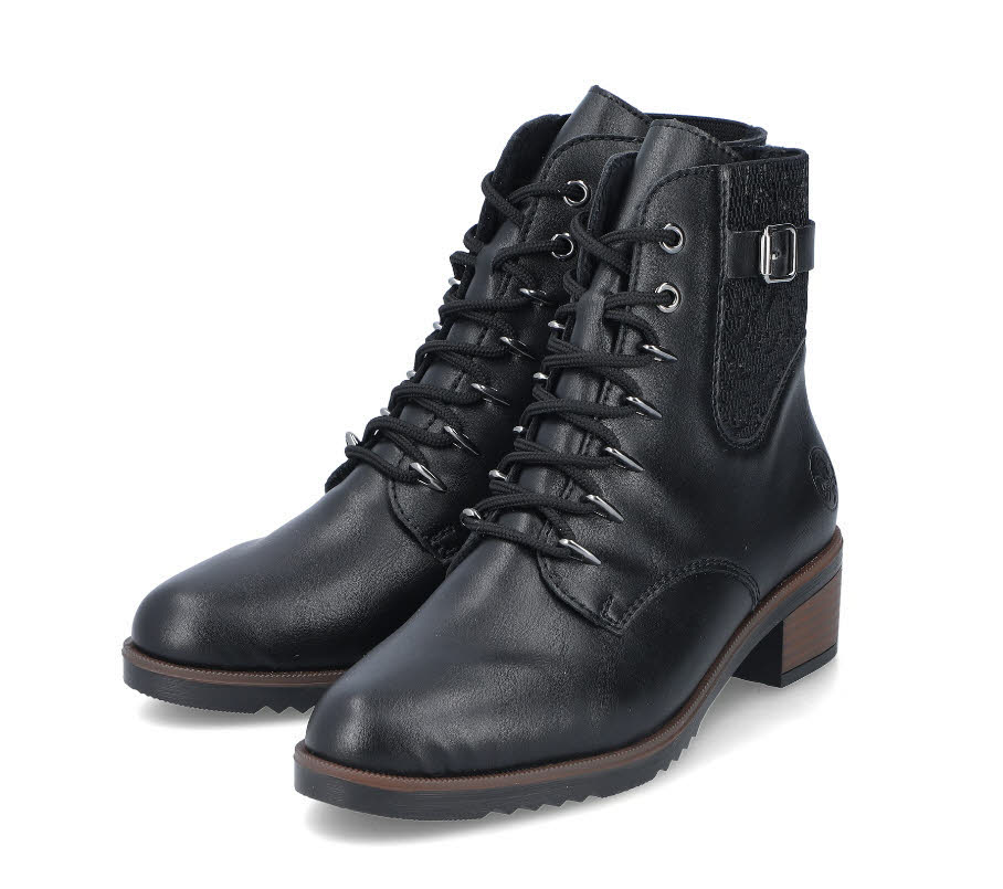 Rieker Damen Stiefeletten Schnürer mitternachtsschwarz