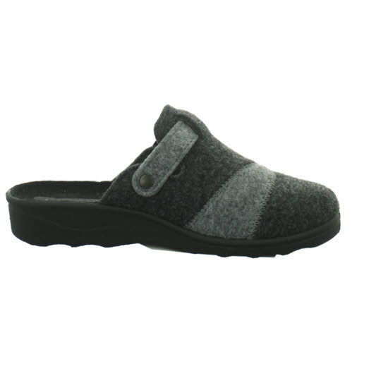 Longo Hausschuh Damen geschlossen Filz Riemen bequem schwarz NEU