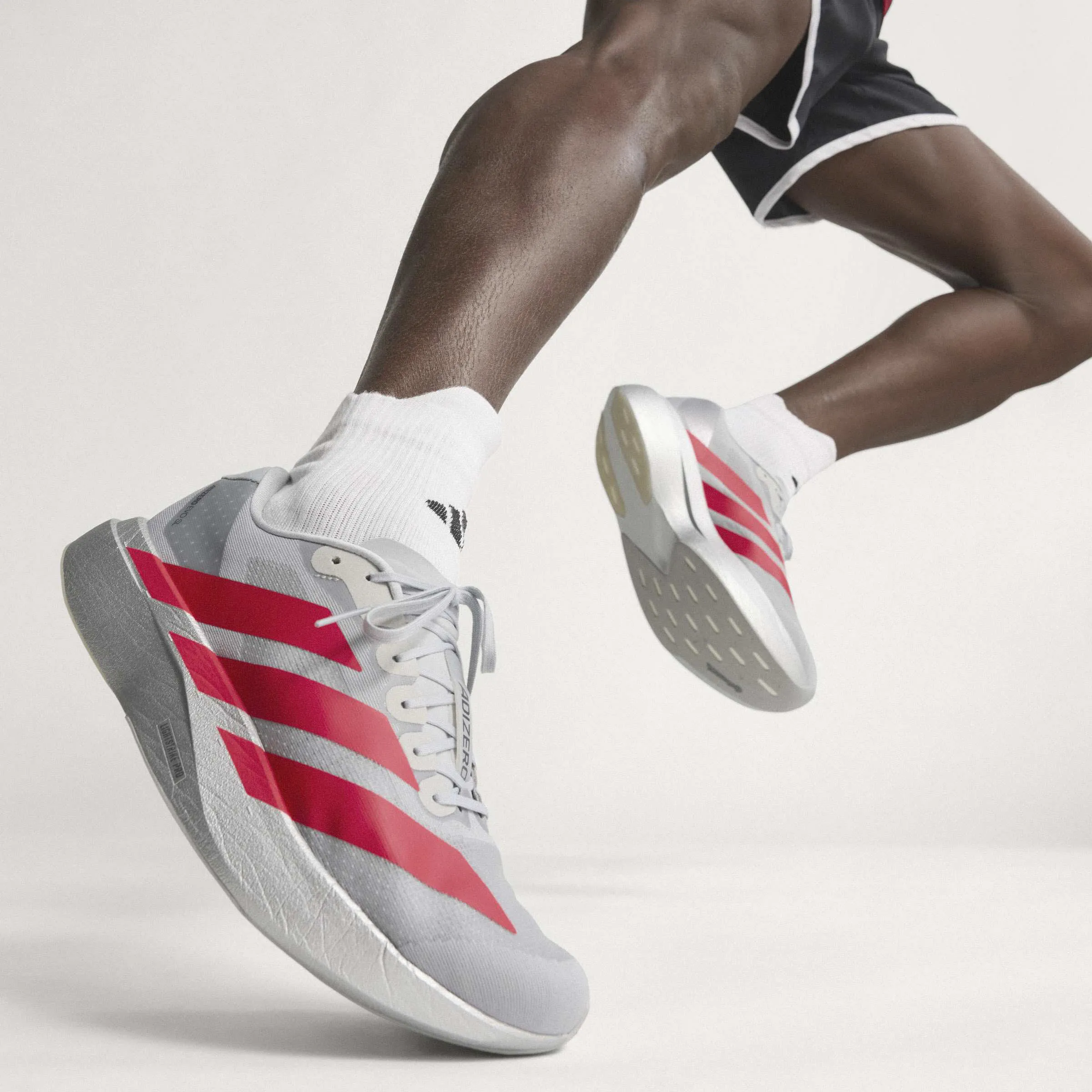 adidas ADIZERO EVO SL Herren Laufschuhe Joggingschuhe silber/rot