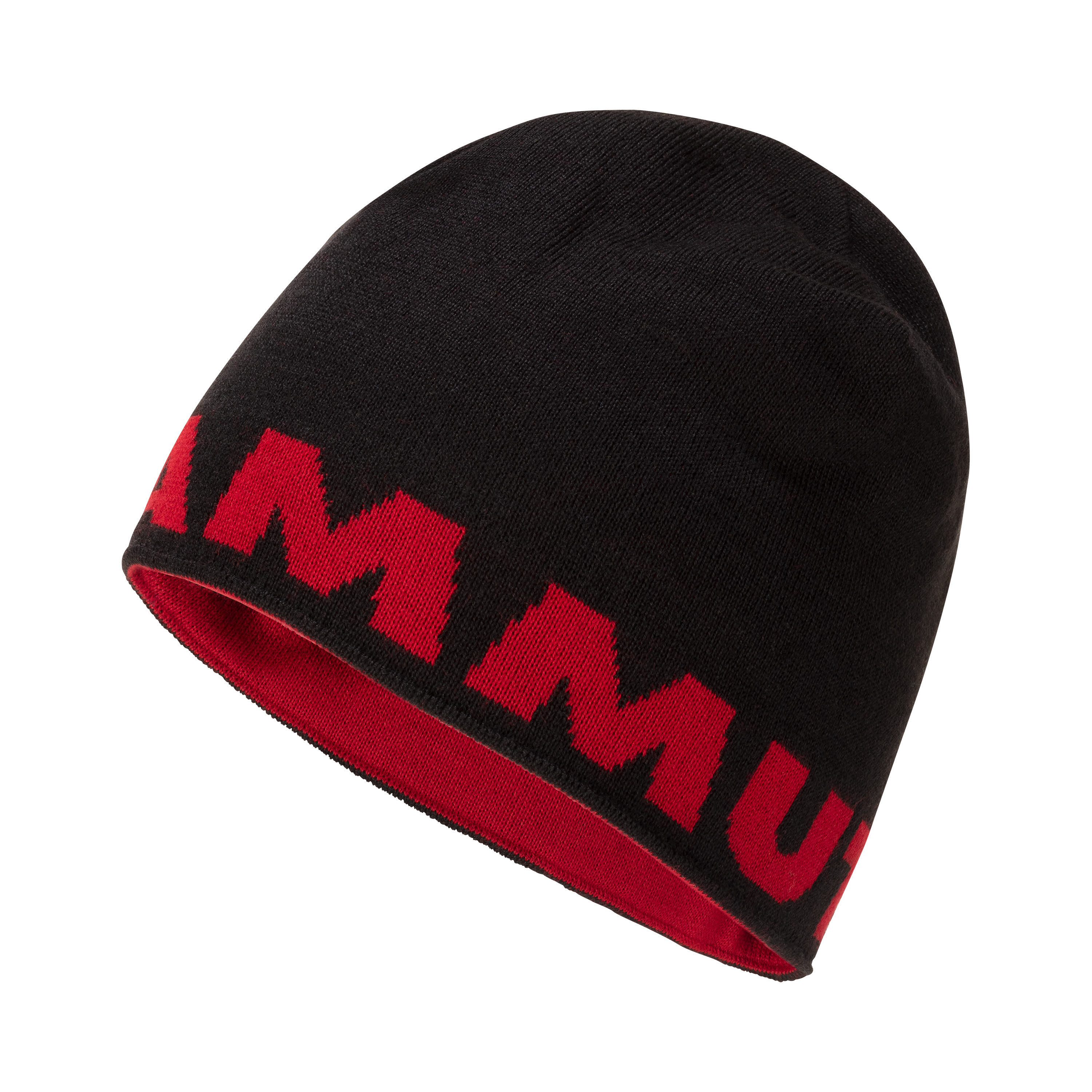 Mammut Logo Beanie Unisex Mütze Strickmütze Wintermütze schwarz/rot NEU