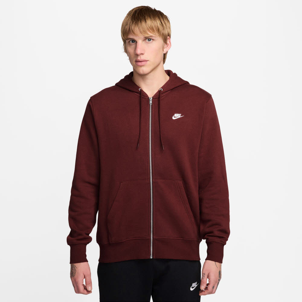 Nike Club Men"s Full-Zip Fleece Herren Trainingsjacke Sportweste rot