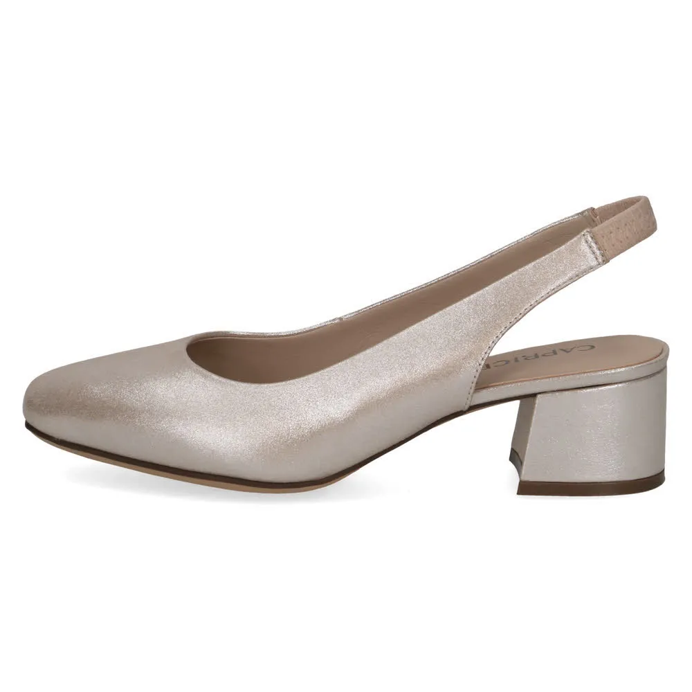 Caprice Damen Sling Pumps Absatzschuhe crème beige metallic