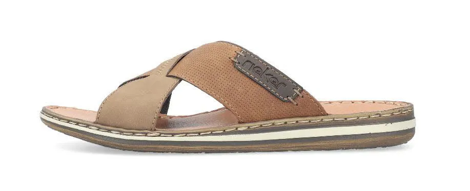 Rieker FSK Herren Sandalen Pantoletten terra/nuss/moro