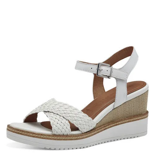 Tamaris Damen Sandale Keilsandalette weiß