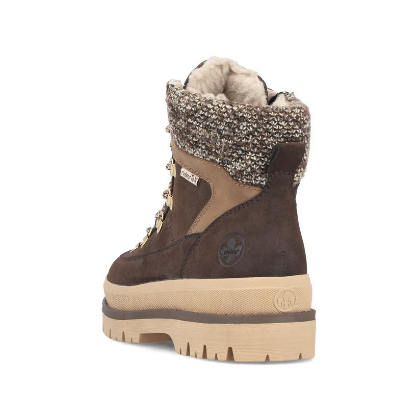 Rieker Damen Stiefelette Schnürstiefel Kurzstiefel braun