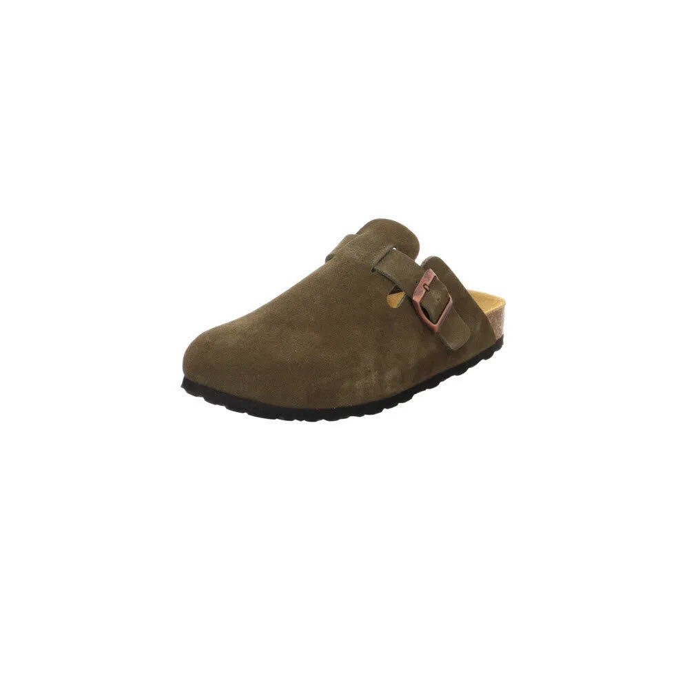 Longo Clogs Tieffußbett Damen Hausschuhe khaki