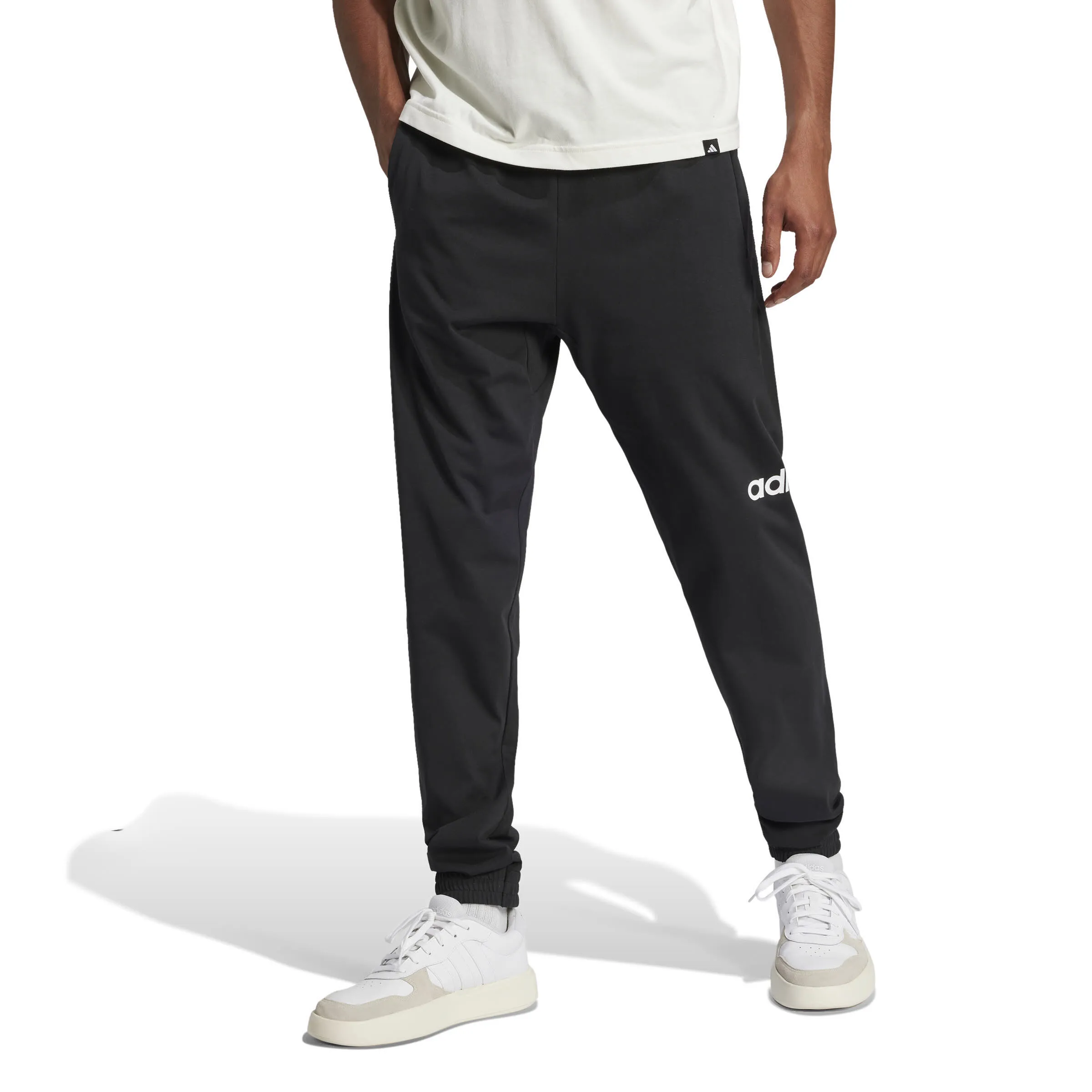 adidas Essentials Linear Single Jersey Hose Jogginghose Herren schwarz