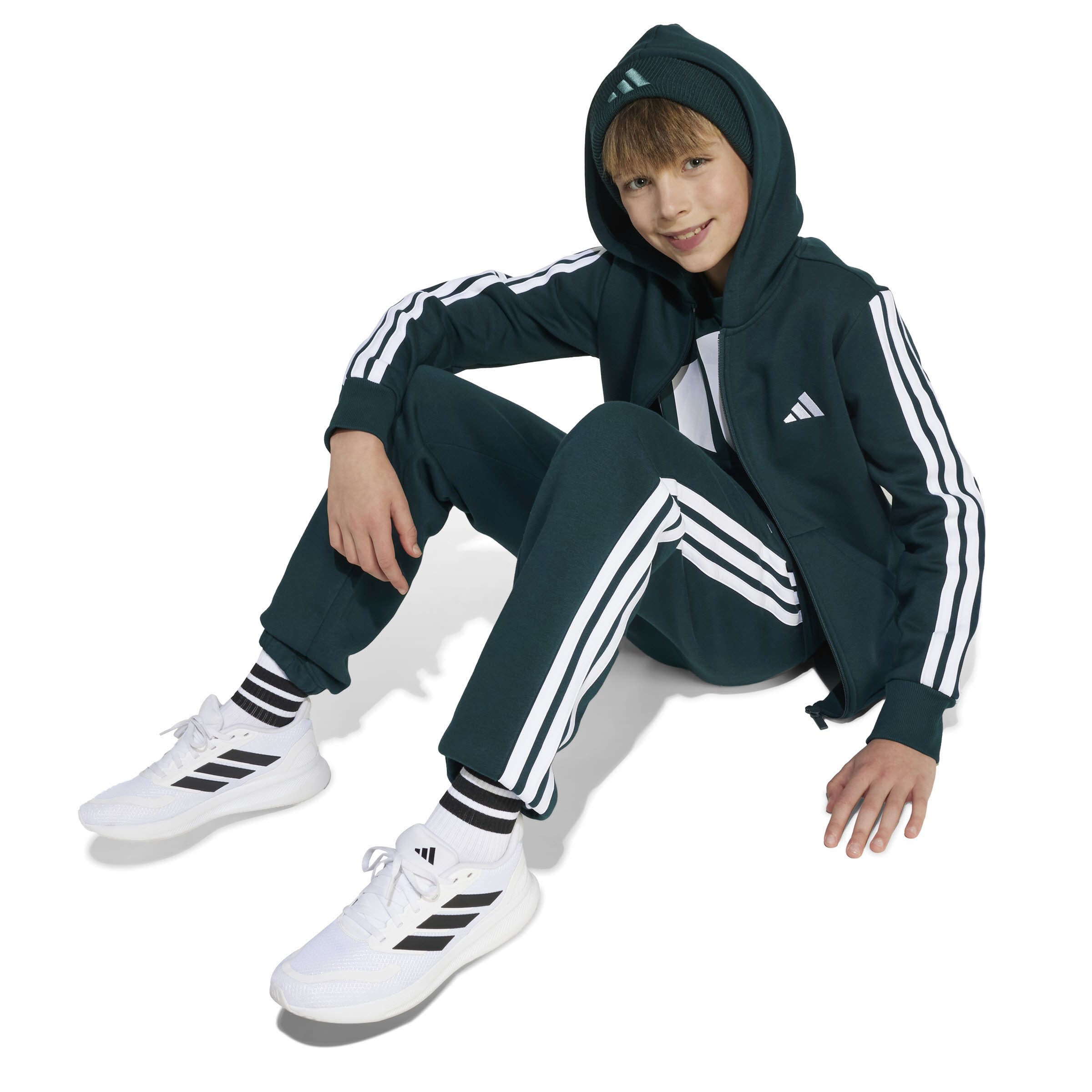 adidas Essentials Kinder Kapuzenjacke blau/weiß