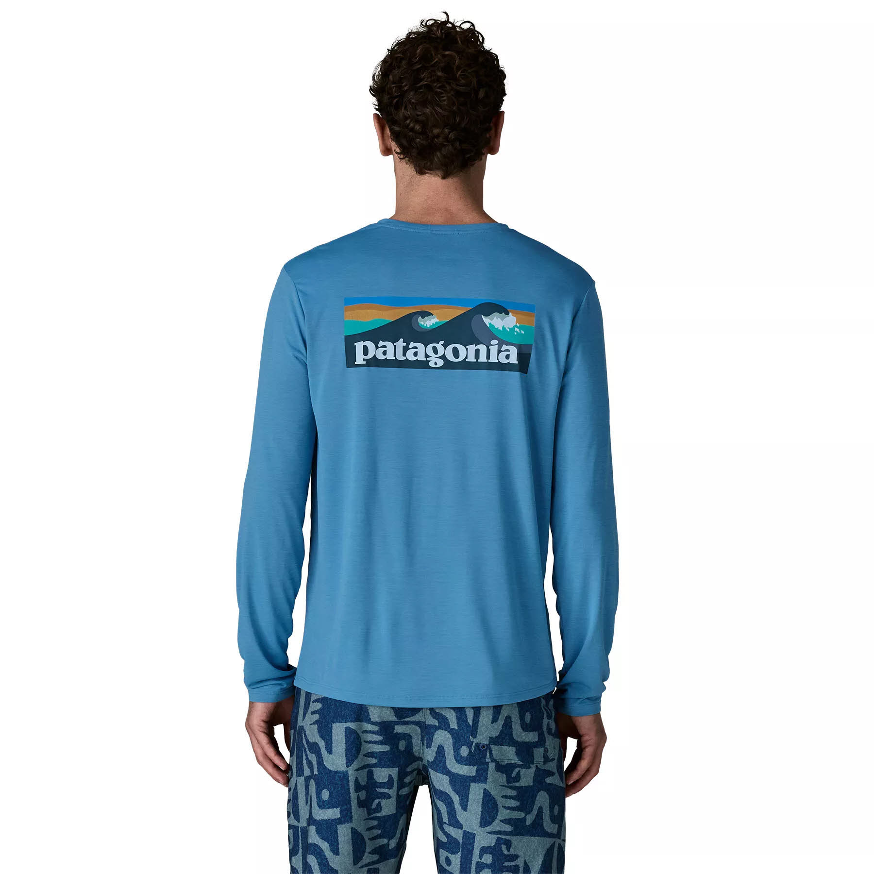 Patagonia Long-Sleeved Capilene® Cool Daily Shirt - Boardshort Logo Herren blau