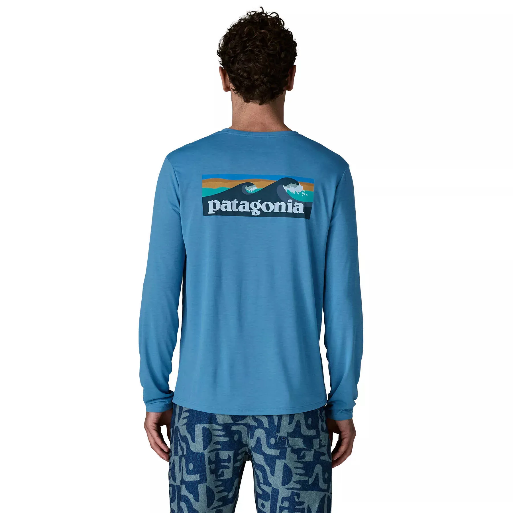 Patagonia Long-Sleeved Capilene® Cool Daily Shirt - Boardshort Logo Herren blau