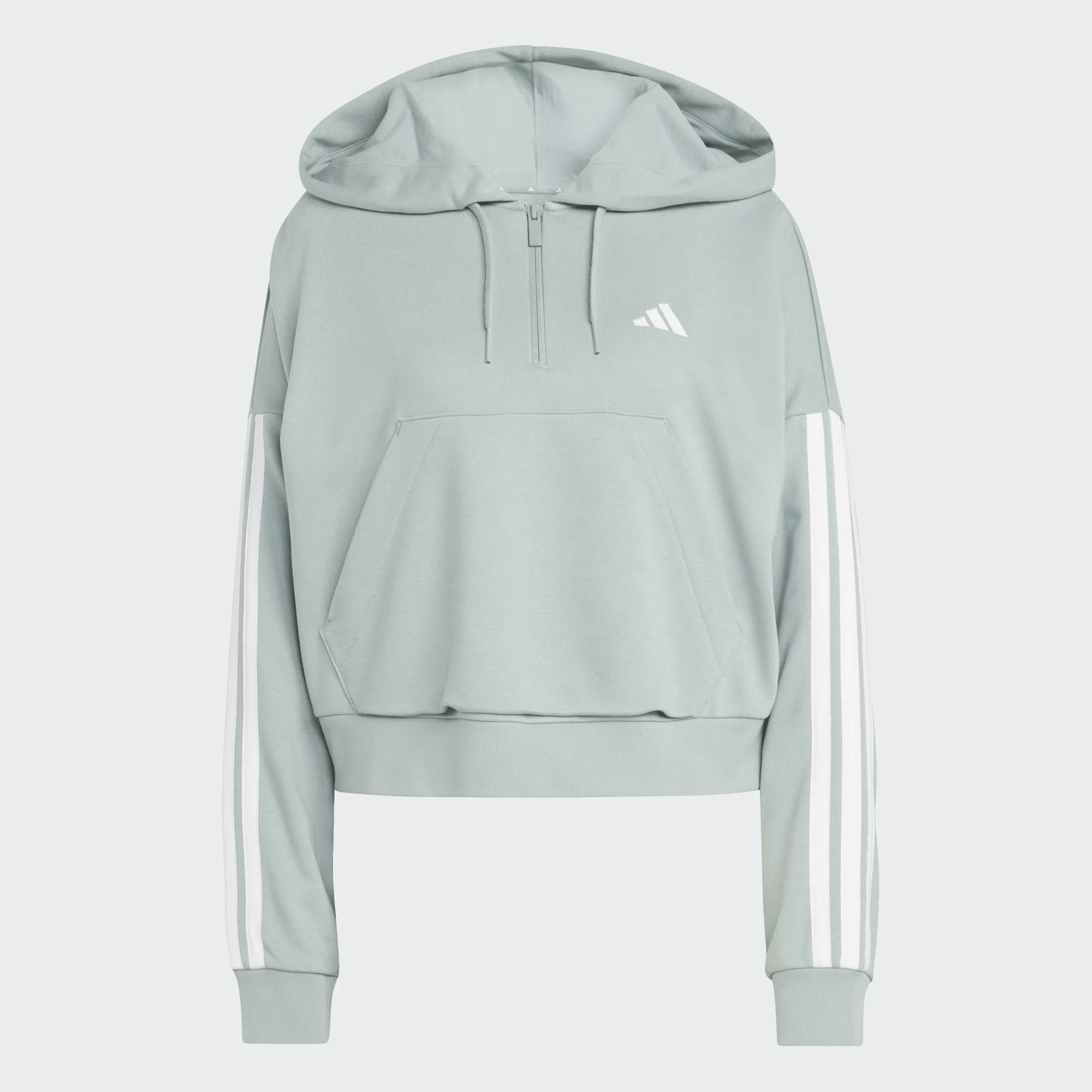 adidas Essentials 3-Stripes French Terry Quarter-Zip Hoodie Damen grün