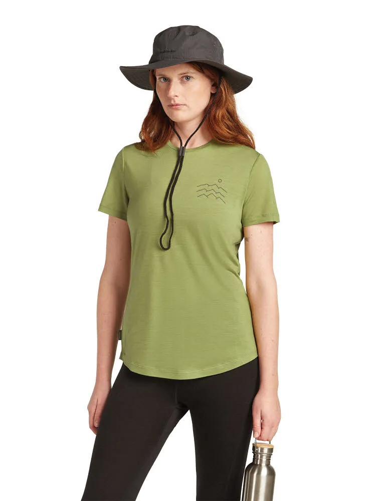Icebreaker Merinomix 125 Cool-Lite™ Sphere Kurzarm T-Shirt Across the Peaks Damen grün