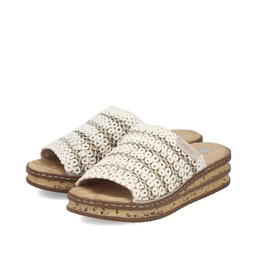 Rieker FSK Damen Pantoletten Sandalen beige