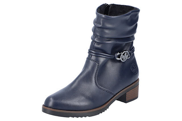 Rieker Damen Stiefelette Slipper gefüttert dunkelblau