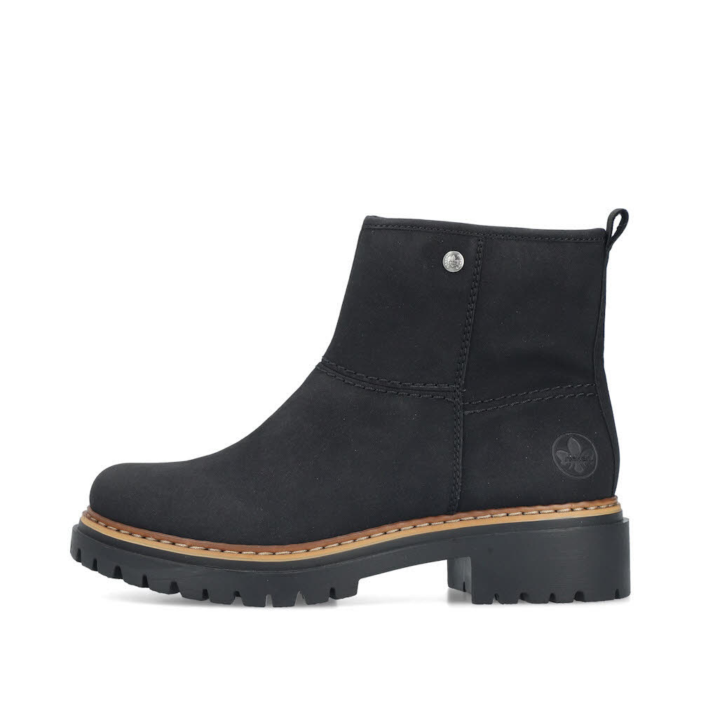 Rieker Kurzstiefel Damen Freizeitstiefel Stiefelette gefüttert schwarz