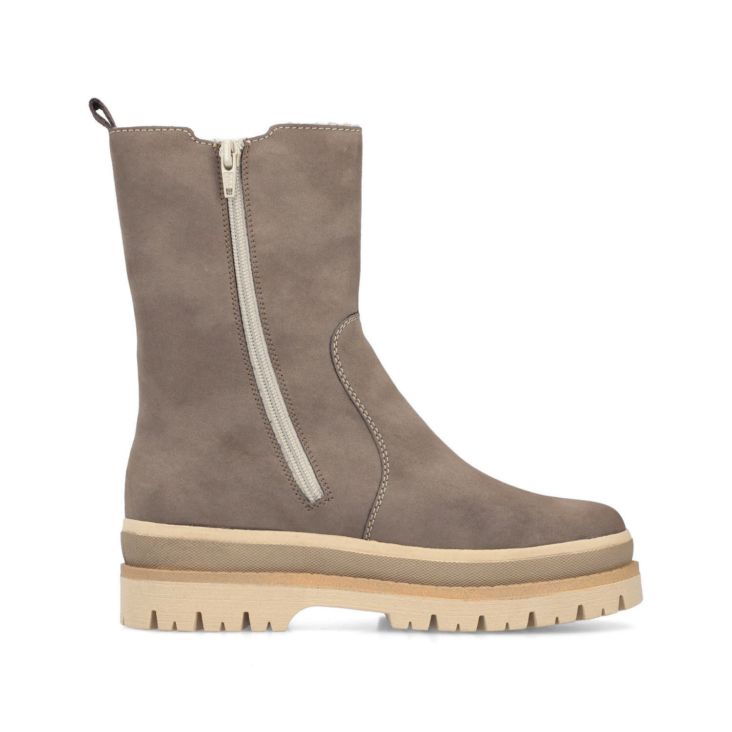 Rieker Chelsea Boots Damen Stiefelette Slipper Kurzstiefel Freizeitstiefel gefüttert mushroom/leinen