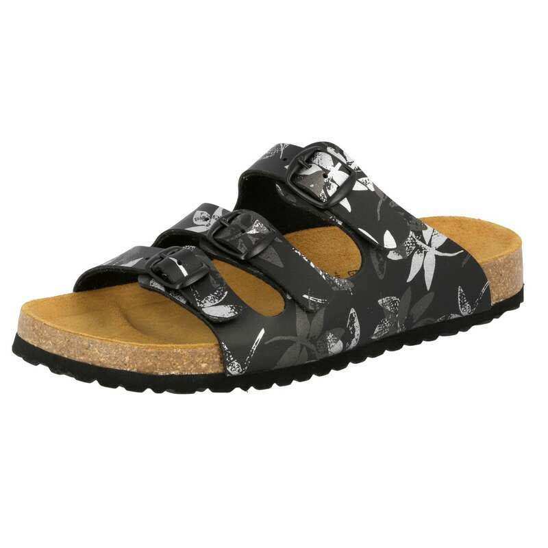 Lico Bioline Leave Hausschuhe Pantolette Damen schwarz NEU