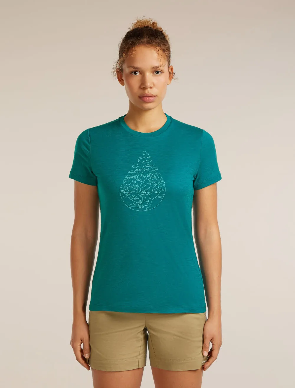 Icebreaker Merino 150 Tech Lite SS Tee Hike Path Damen T-Shirt Funktionsshirt blau