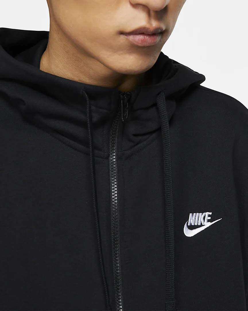 Nike M NSW CLUB HOODIE FZ FT Herren Sweatjacke Kapuzenjacke Sportweste schwarz NEU