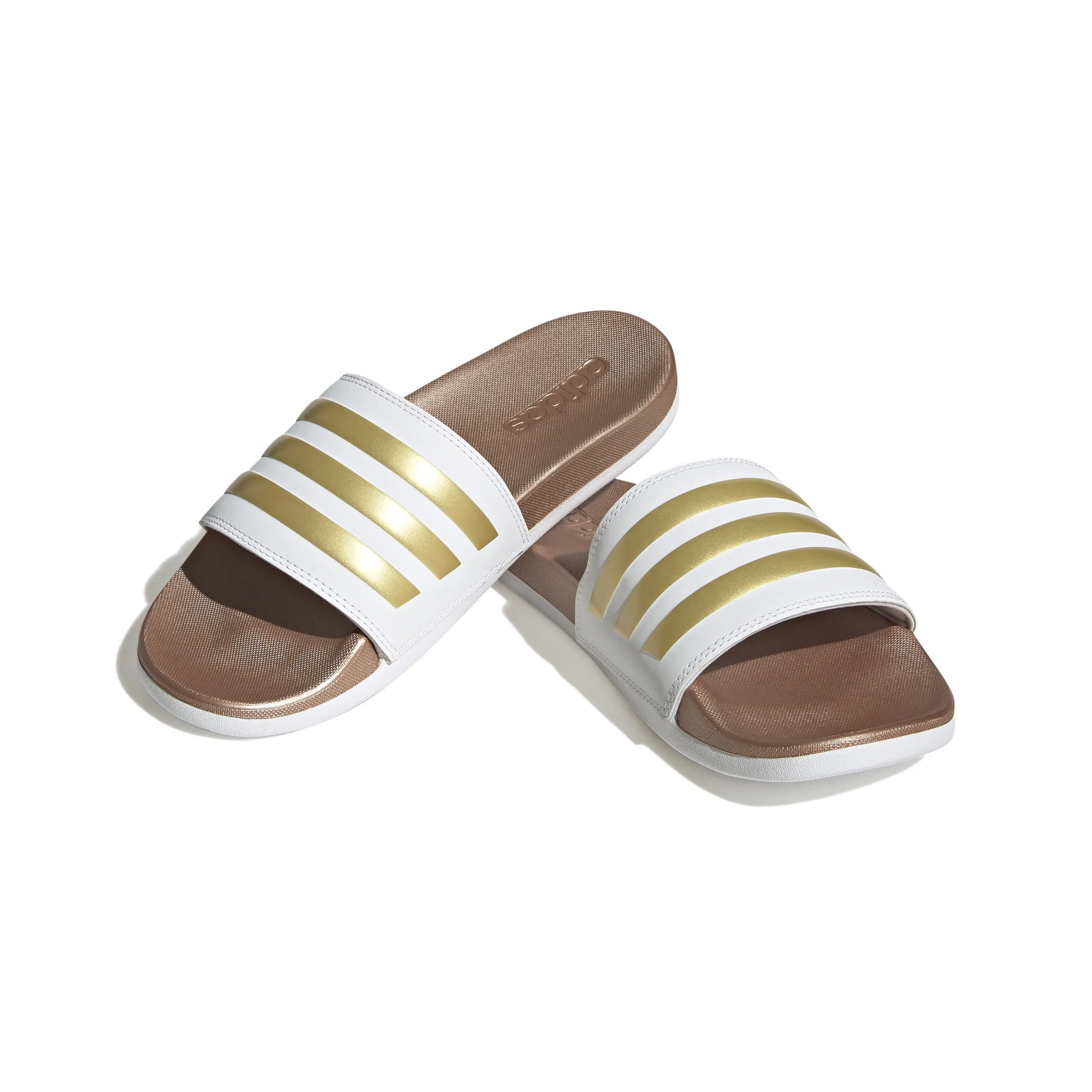 adidas Adilette Comfort Damen Badeschuh Gold Weiß