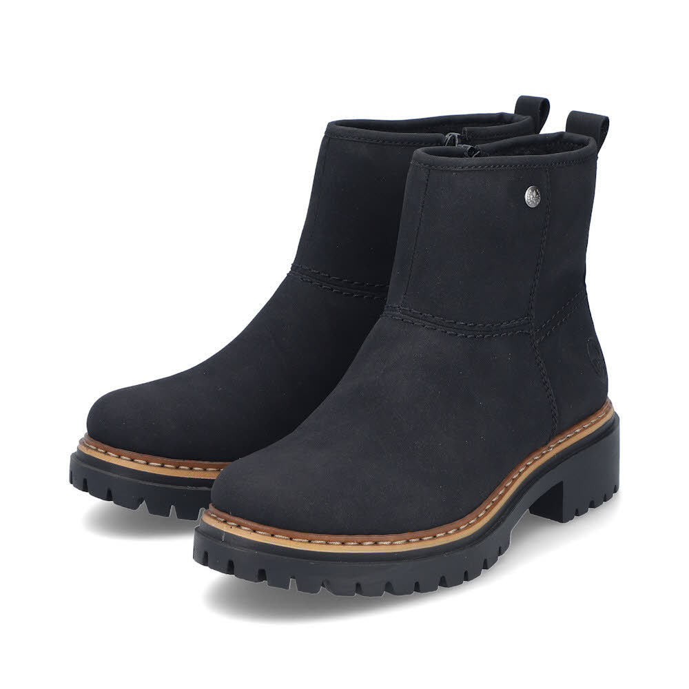 Rieker Kurzstiefel Damen Freizeitstiefel Stiefelette gefüttert schwarz