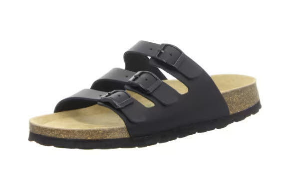 Natural Sense Tieffußbett-bis30mm Hausschuhe Pantoletten Damen schwarz