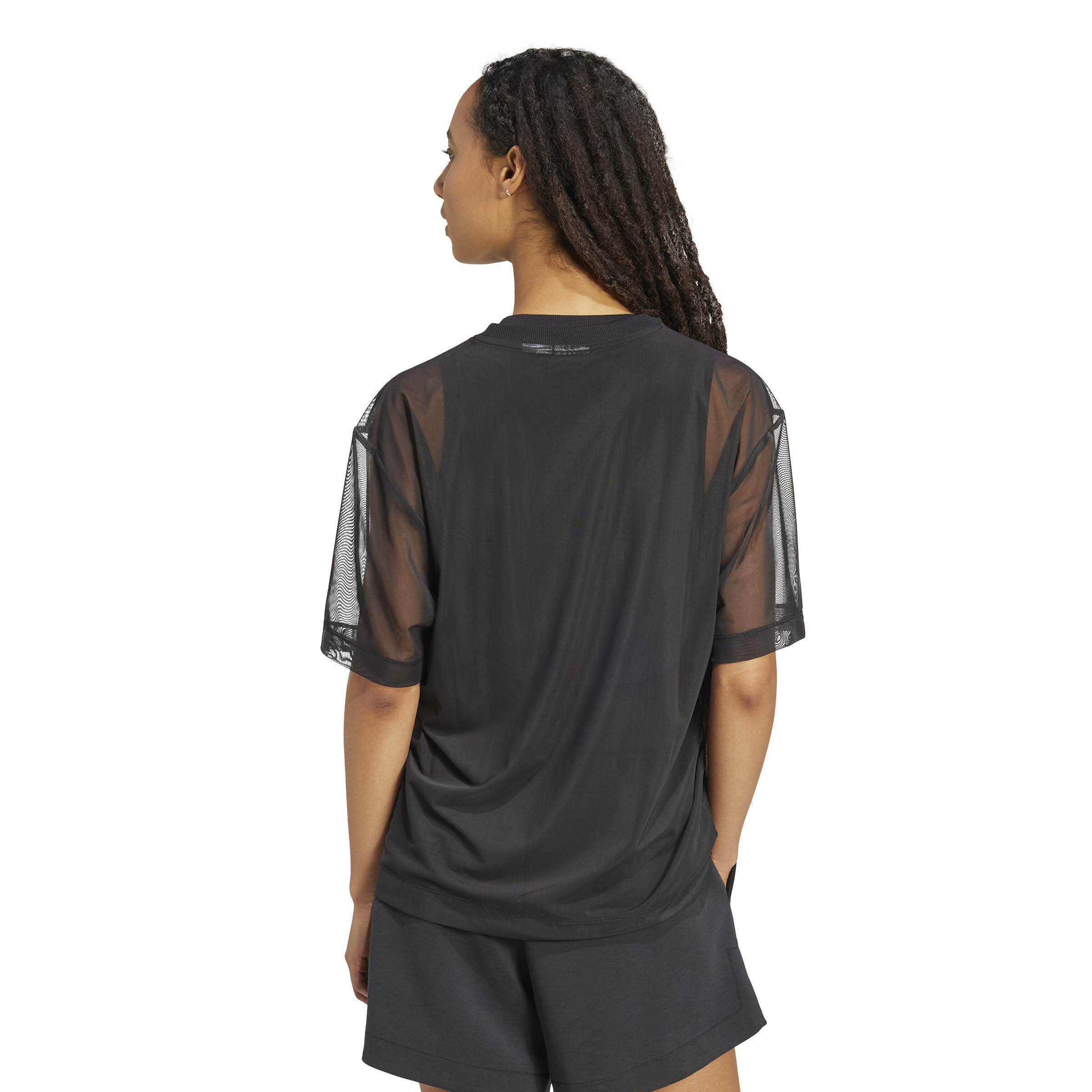 adidas Soft Lux Mesh T-Shirt Damen Freizeitshirt schwarz