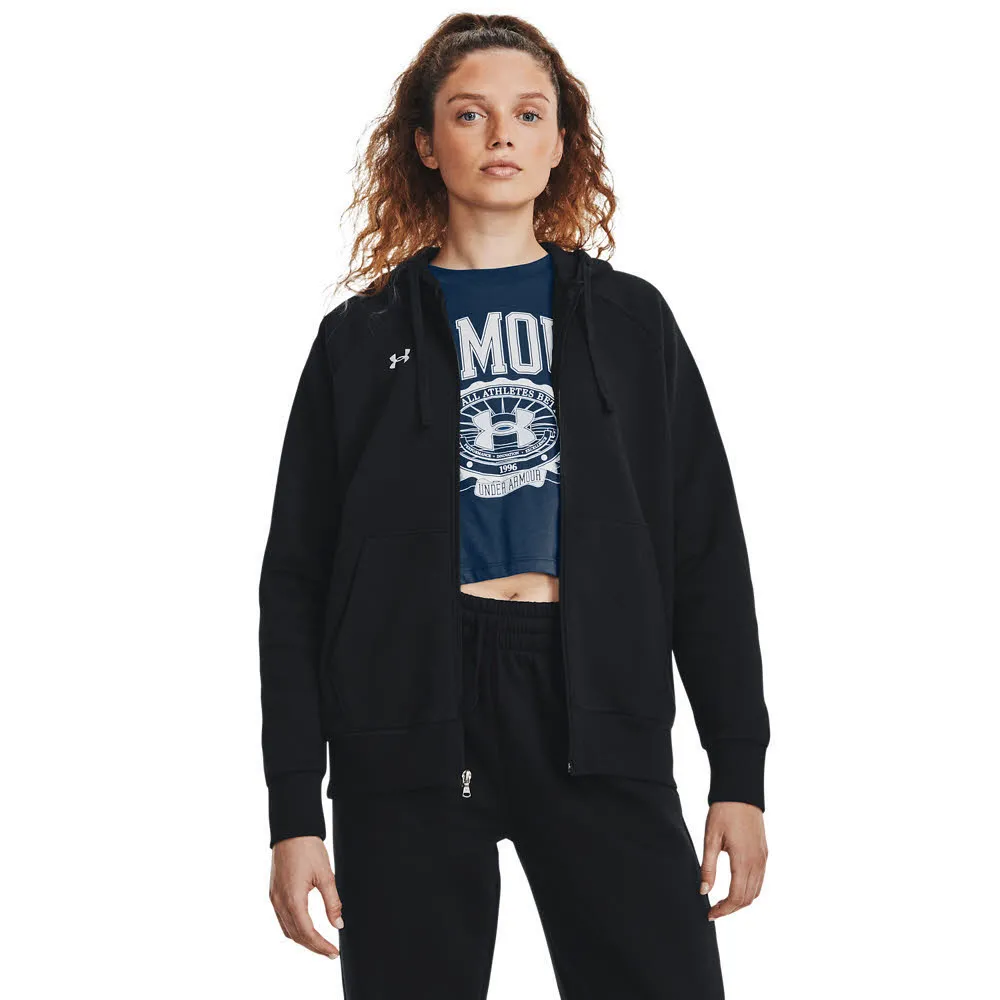 Under Armour UA RIVAL FLEECE FZ HOODIE Damen Kapuzenjacke Zip-Jacke schwarz