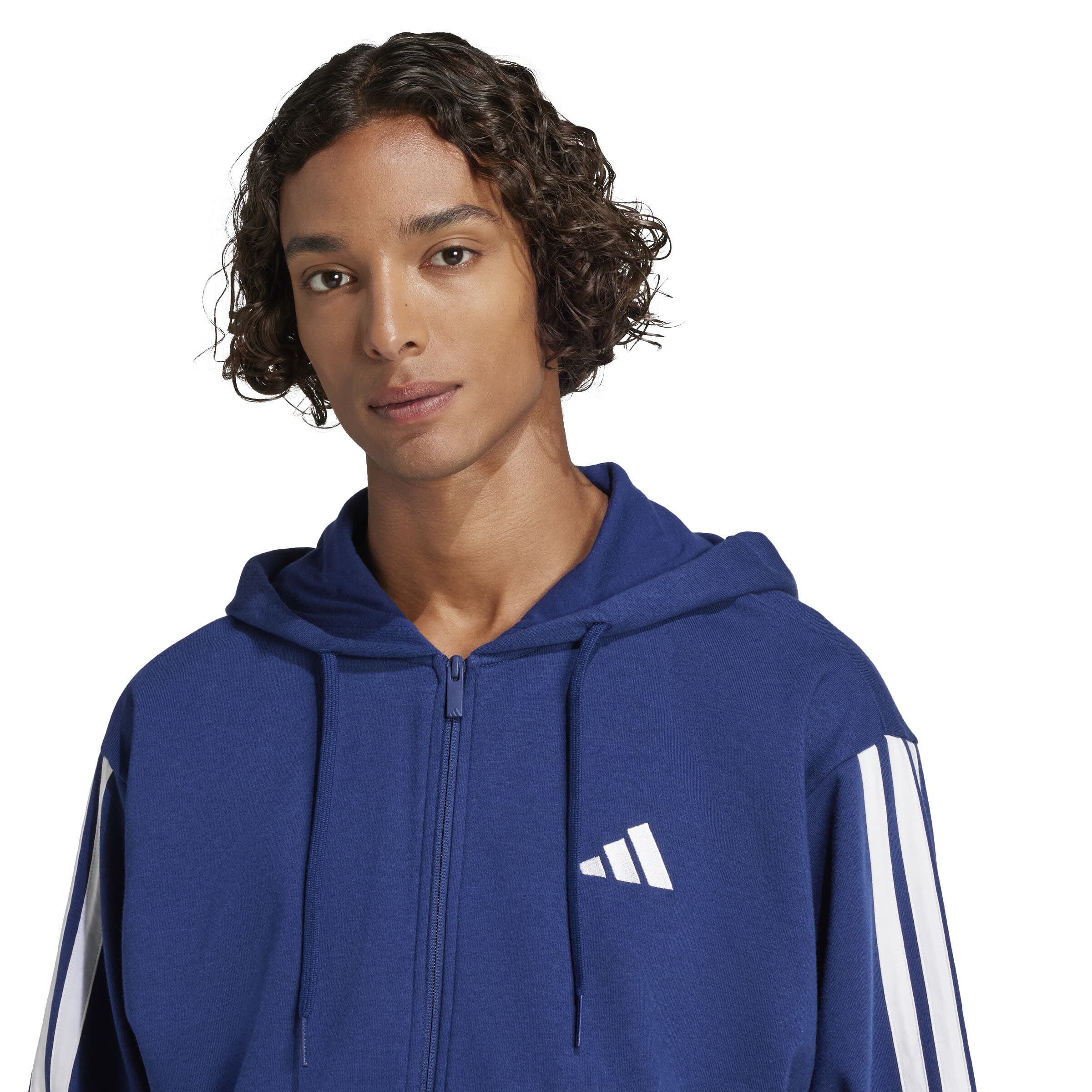 adidas Essentials 3-Streifen French Terry Kapuzenjacke Herren blau