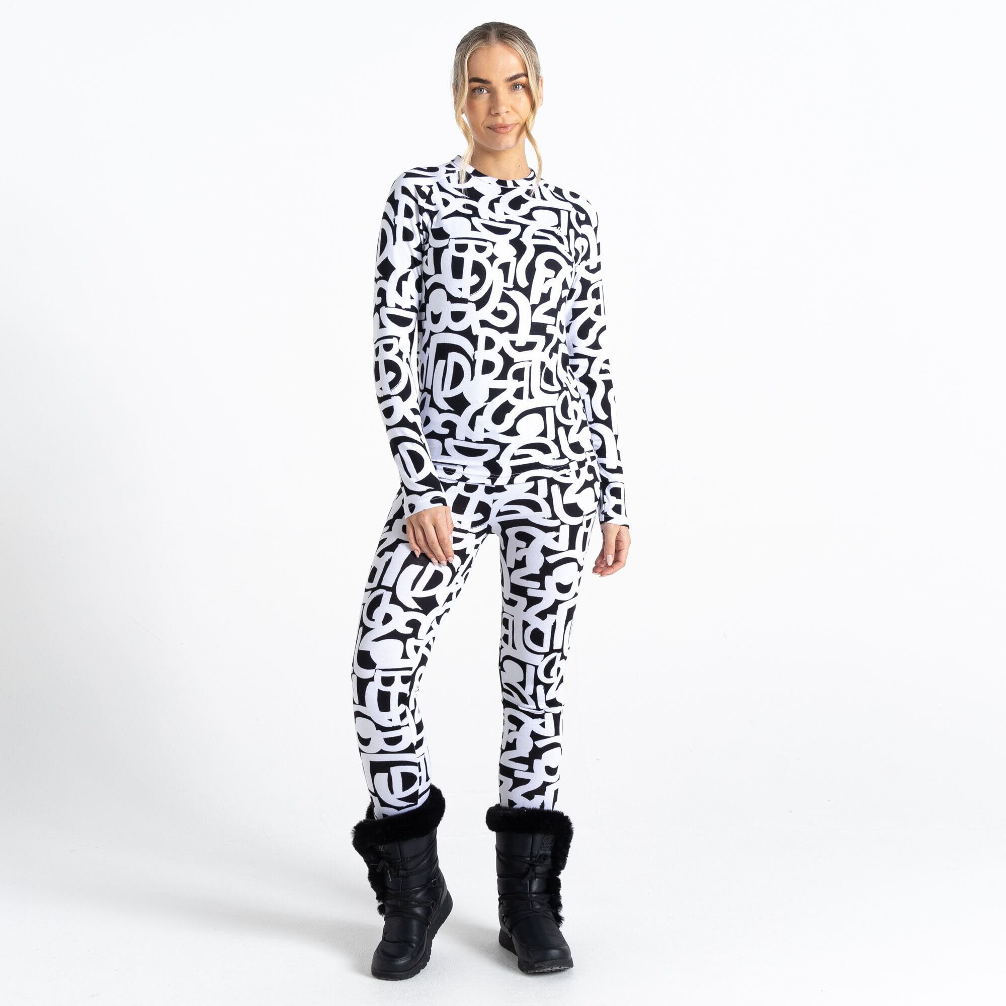 DARE2B Exchange III Damen Baselayer-Set lange Unterwäsche weiß schwarz