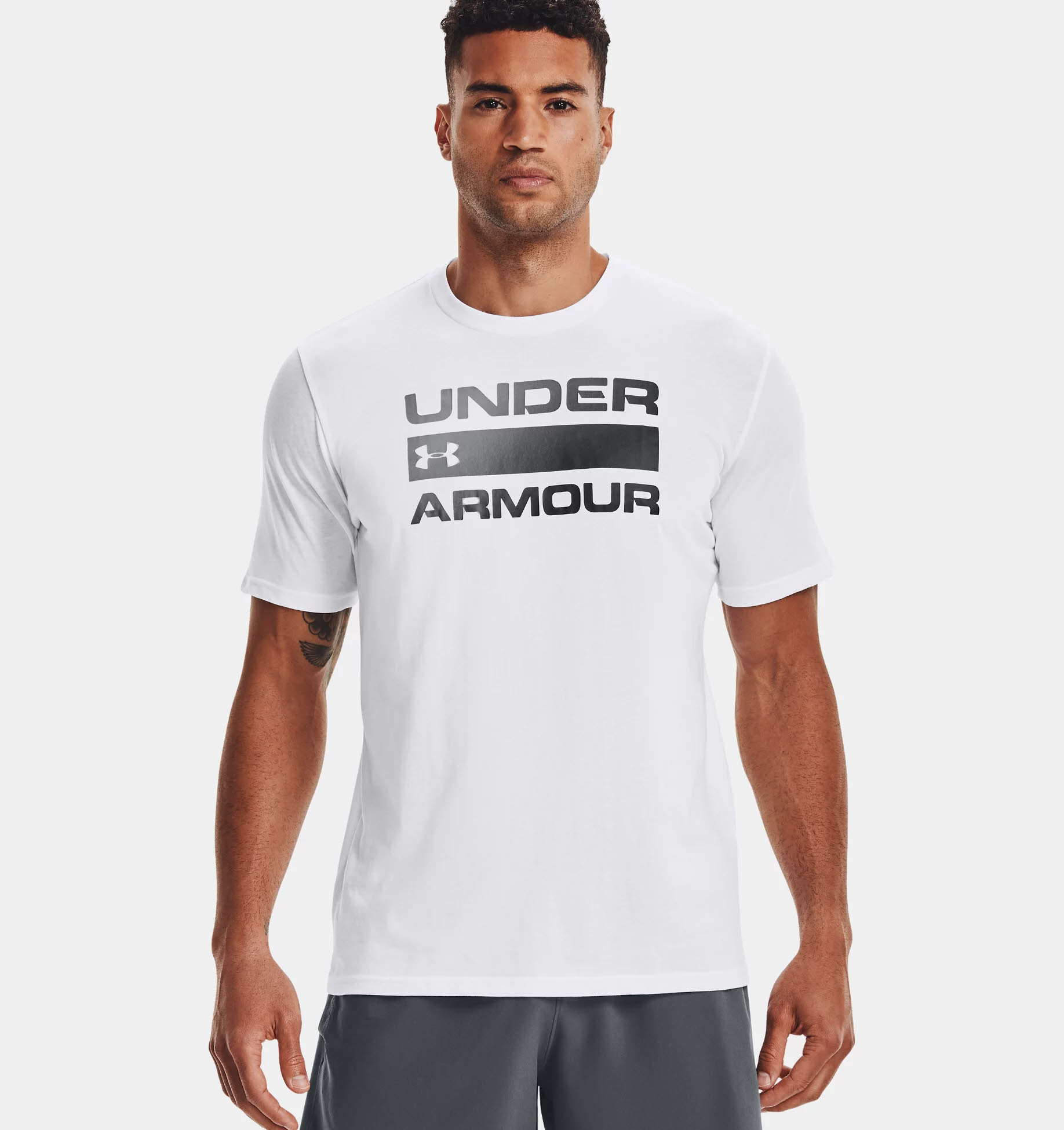 Under Armour UA Team Issue Wordmark SS Herren Sport T-Shirt Weiß NEU