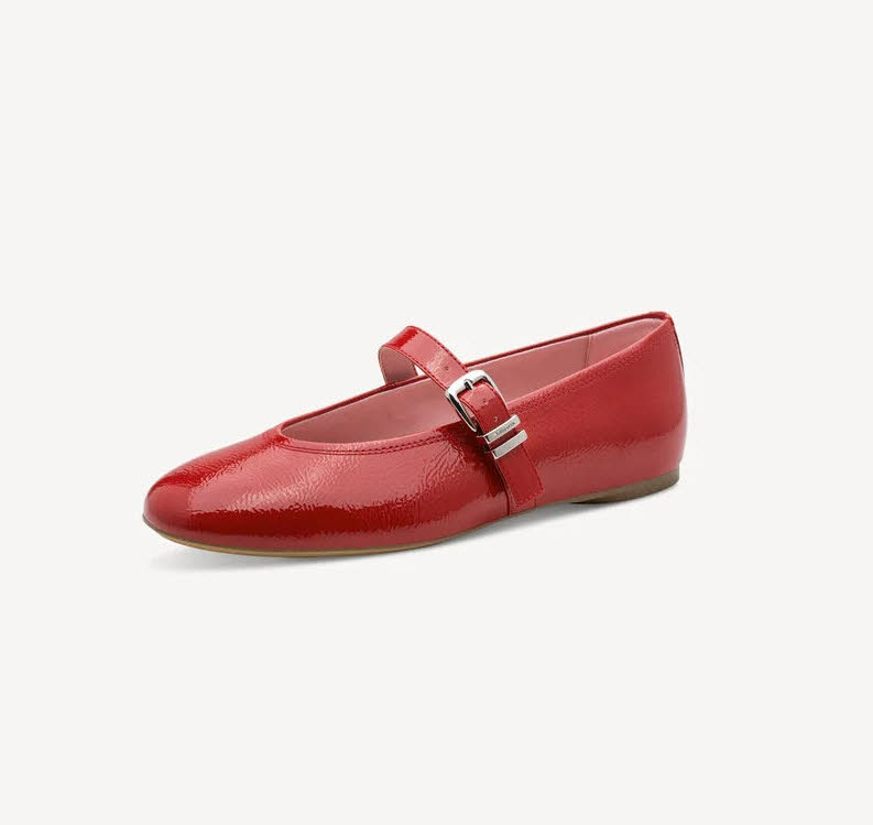 Tamaris Damen Ballerina Riemchenballerina rot