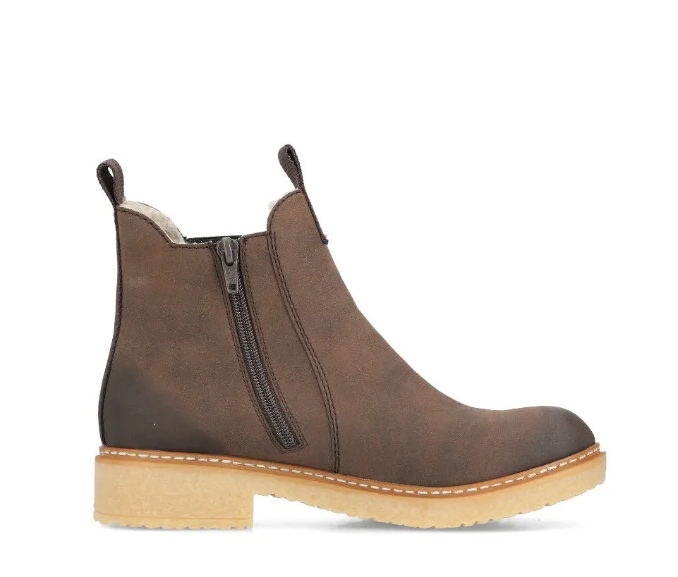 Rieker Damen Chelsea Boots Stiefeletten Slipper gefüttert nussbraun