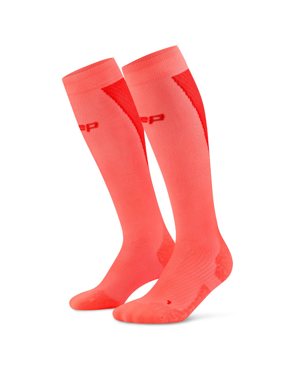 CEP Run Ultralight Socks Tall 4.0 Damen Laufsocken Kompressionssocken neon coral/red