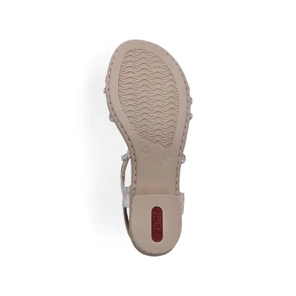 Rieker FSK Damen Riemchensandaletten Sandalette beige-gold