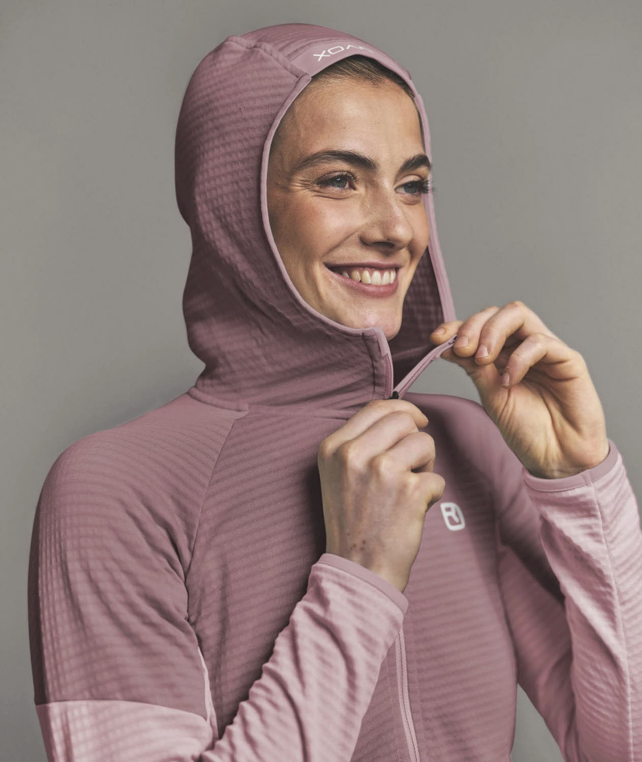 Ortovox Fleece Light Grid Hoody Damen Fleecejacke pink