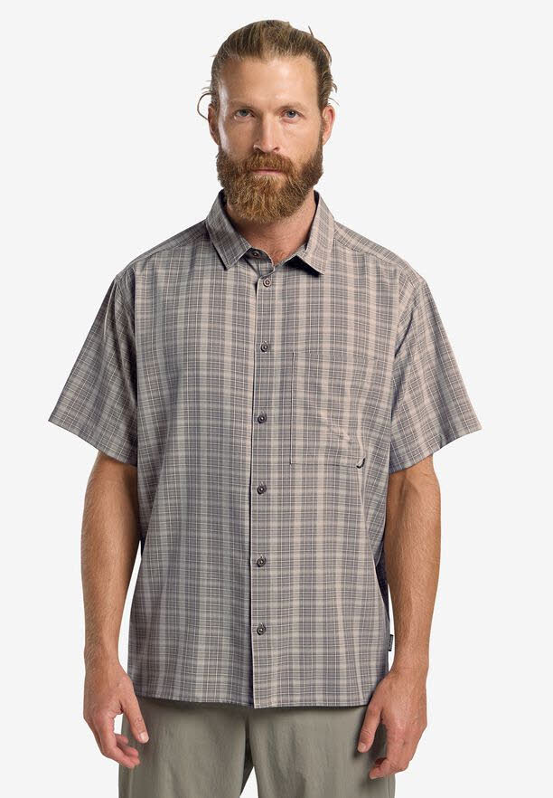 Jack Wolfskin Meseta Shirt Herren kariert grau/beige