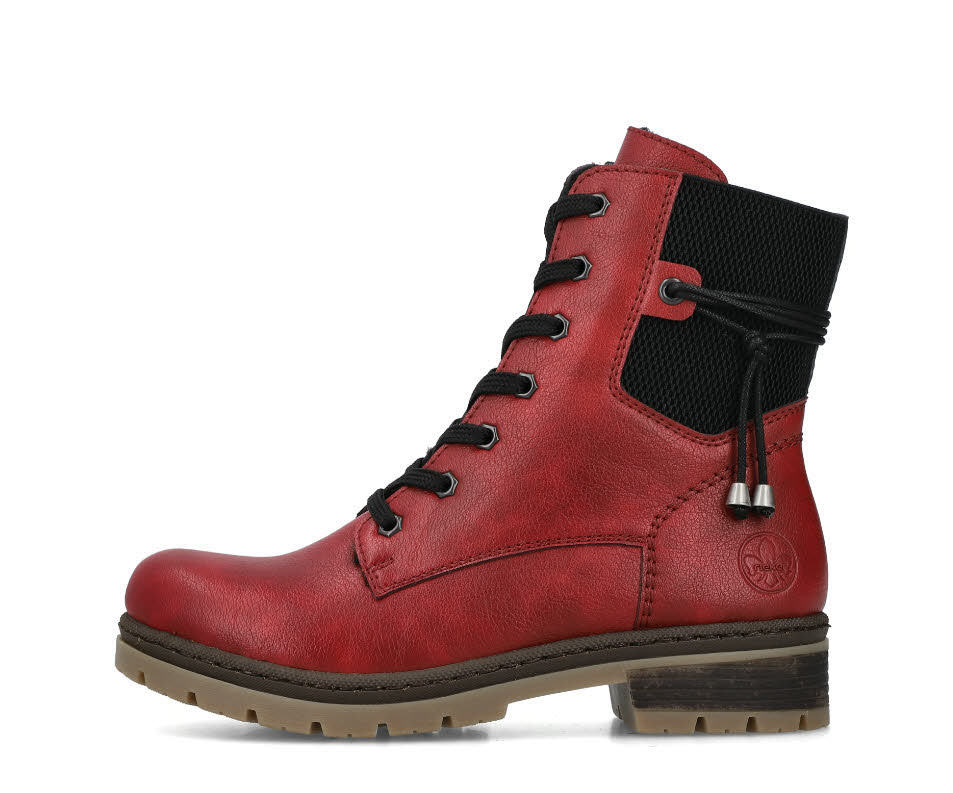 Rieker Damen Stiefelette Boots Schnürer gefüttert rot