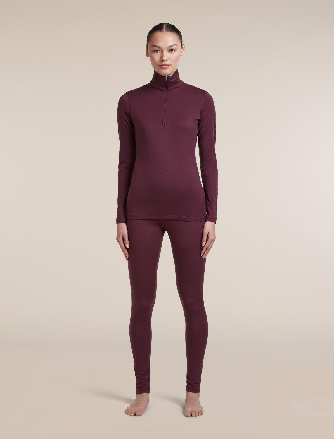 ICEBREAKER DA 200 Oasis LS Half Zip Damen Skirolli rot