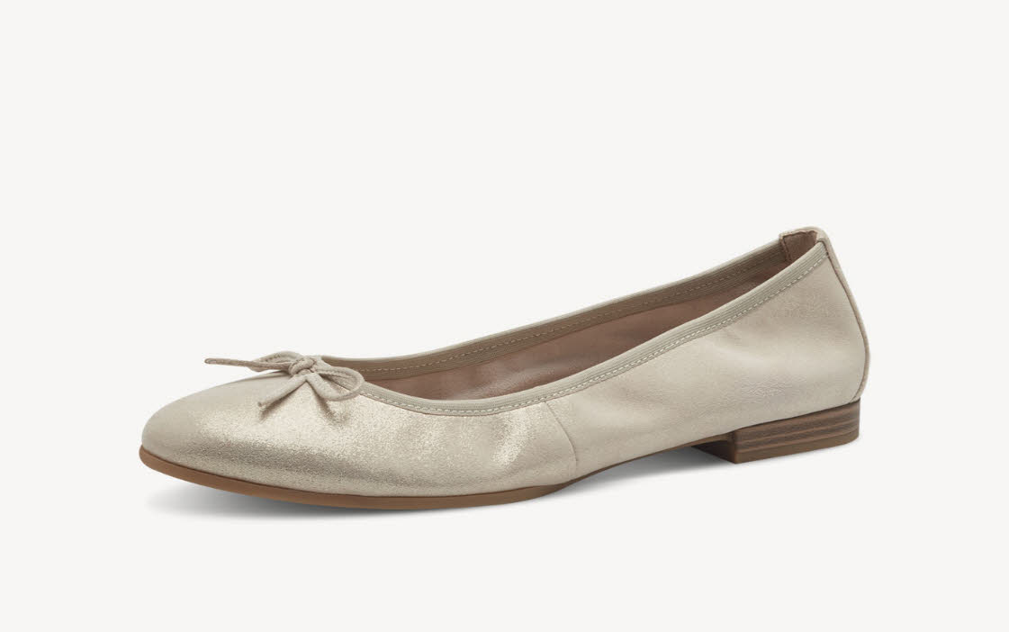 Tamaris Damen Lederballerina beige gold