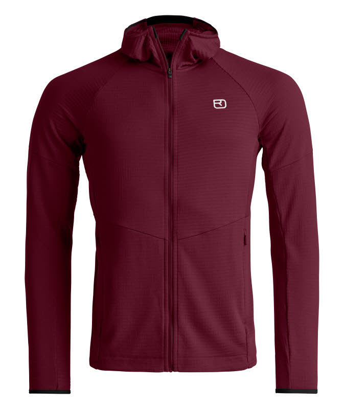 Ortovox FLEECE LIGHT GRID HOODY Herren Fleece-Hoodie rot